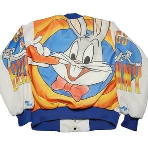 Vintage Chalk Line Bugs Bunny Snap Bomber Jacket Men's Large 90's Retro Big Face